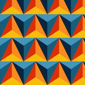 Vibrant Retro Optical Illusion: Geometric Blue and Orange Triangles (tiny size version)