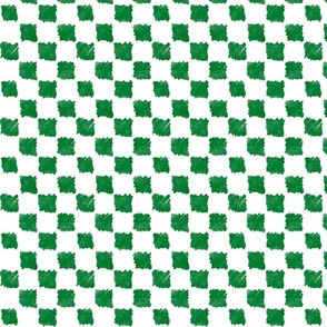 Green and white doodle checker board