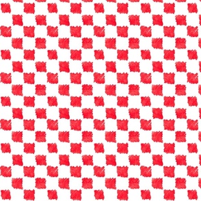 Red and white doodle checker board