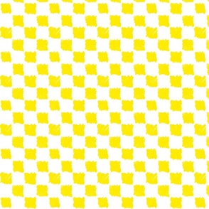 yellow and white doodle checker board