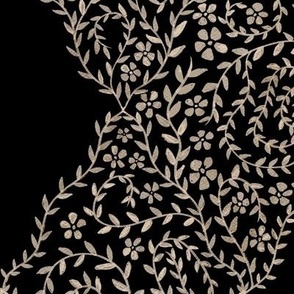 Classics Modern and Elegant Diamond Shape Hand Drawn Leaves || Beige on Dark Black