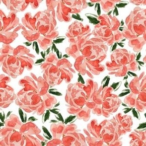 Small - Polina Florals - White - 6x6 fabric // 12x12 wallpaper