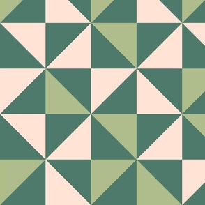 70's Pinwheel - Forest Green Pale Green Pink