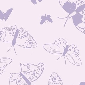 Floating butterflies in pale lilac purple 24 x 18in