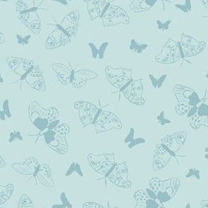 Floating butterflies in skylight blue 8 x 6in