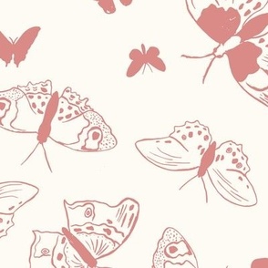 Pale watermelon pink floating spring butterflies 24 x 18in