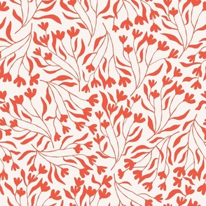 Budding Branches | Lg Red on Off White