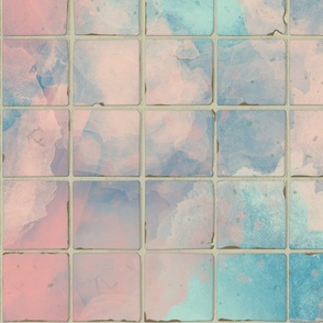 Blended vintage imperfect glazed square 4 inch tiles