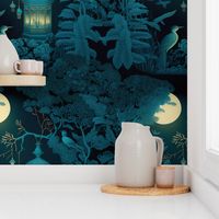 Nighttime Chinoiserie in Teal
