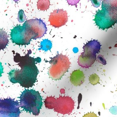 Drips and splashes of colorful watercolor paints