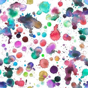 Drips and splashes of colorful watercolor paints