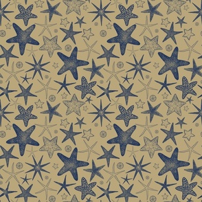 Navy Starfish on Sand Background Small Scale