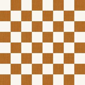 Jumbo Scale // Burnt Sienna Linen Checkerboard on Eggshell White 