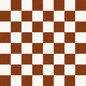 Jumbo Scale // Rust Red Linen Checkerboard on Eggshell White 