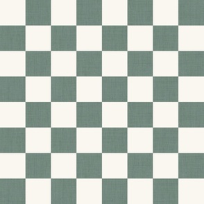 Jumbo Scale // Celadon Green Linen Checkerboard on Eggshell White 