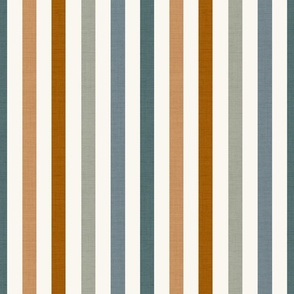 Jumbo Scale // Navy and Indigo Blue and Desert Sand Brown Vertical Stripes on Eggshell White 