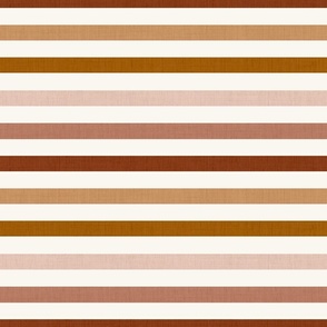 Jumbo Scale // Rose Pink and  Desert Sand Brown Horizontal Stripes on Eggshell White 