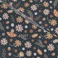 Boho, woodland floral, mushroom, dark 