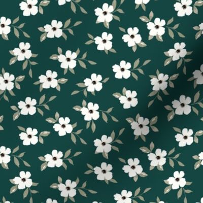 Christmas floral, forest green