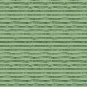 Hand drawn multi line stripe pattern in dark green on light green with vintage linen texture