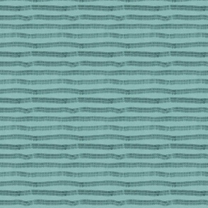 Hand drawn multi line stripe pattern in dark blue on teal with vintage linen texture