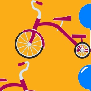Tricycles and Balloons (24x24 and Yellow)