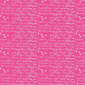 French Script, White on Hot Pink