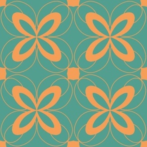 Green teal and orange tile