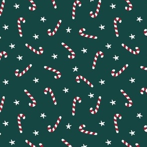 Red and white candy cane, green