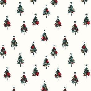 ( small ) floral, Christmas tree, scattered tree, forest green