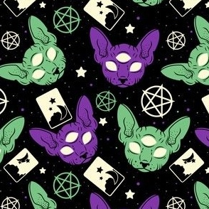 Green and Purple Occult Kittens Small Scale