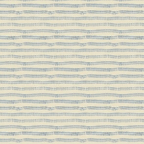 Hand drawn multi line stripe pattern in dusty blue on cream with vintage linen texture