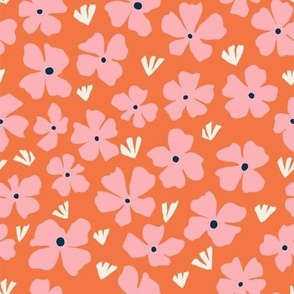 Flower Field in orange ind pink