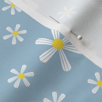 Ditsy white flowers-light blue