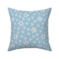 Ditsy white flowers-light blue