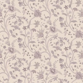 Indienne Block Print Floral - Beige Lavender