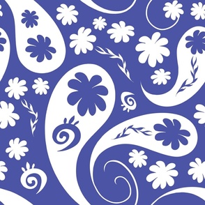 Blues in Bloom paisley