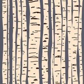 Birch Woodland Trees Full on Midnight Blue Forest