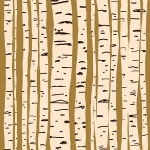 Birch Woodland Trees Full on Mustard Forest Background