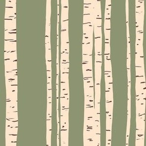 Birch Trees Design on Green Color