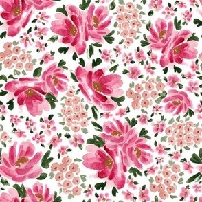Small - Stella Florals - White - 7x7 fabric // 24x24 wallpaper