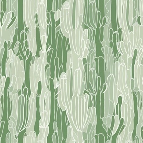 Saguaro Stripes - Muted Pastel Green Abstract Cactus Pattern