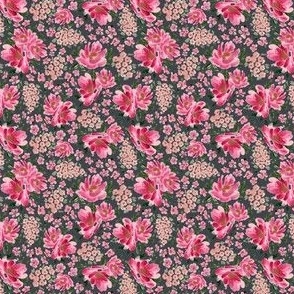 Mini - Stella Florals - Navy - 2.67x2.67 fabric // 24x24 wallpaper