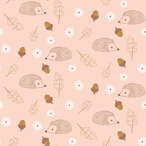 Hedgehogs and Flowers - Pale Pink_9x9