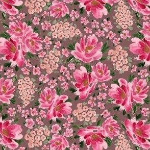 Extra Small - Stella Florals - Mauve - 5.25x5.25 fabric // 24x24 wallpaper