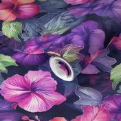 Watercolor Hibiscus - Dark I
