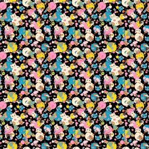 Cats & Girls Confetti _black _ 1-inch motifs