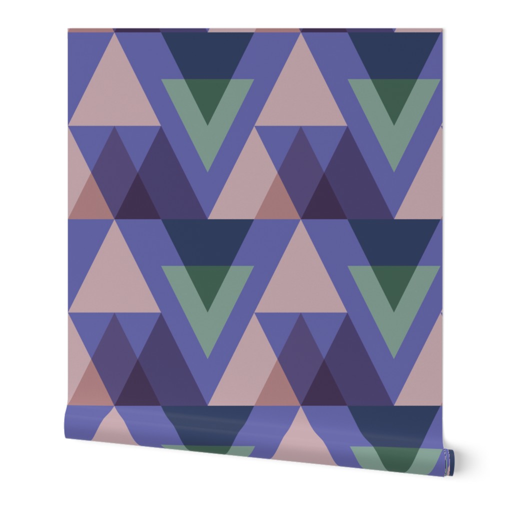 Geometric Triangle Mountain Pattern | Green, Purple, Blush