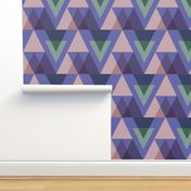 Geometric Triangle Mountain Pattern | Green, Purple, Blush