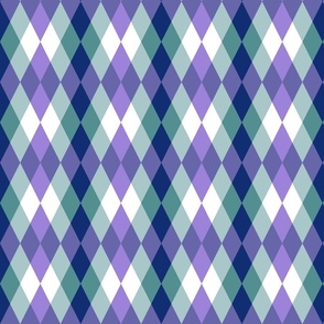 Charming Diamond Blend Pattern - Cozy Purple, Teal & White 